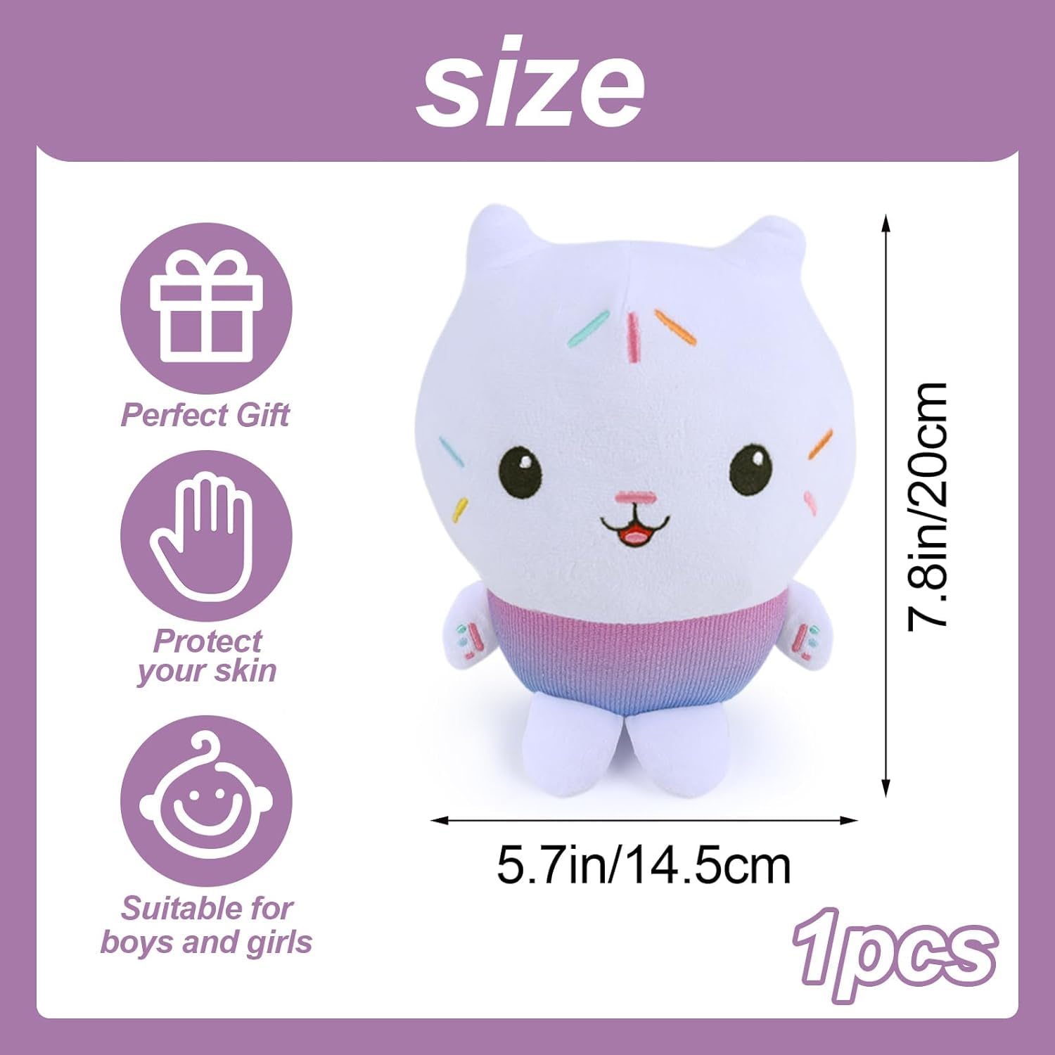 Forninc Gabb Peluche, Doudou Gabb, Peluche Maison de Poupée, Cadeau d'anniversaire, Jouets en 20 cm - 1