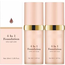 4-in-1 Colour Changing Foundation, Liquid Foundation for Mature Skin, Medium to Full Coverage Hydrating Concealer, Long Lasting Waterproof Finish, Moisturising Face Makeup 2pc