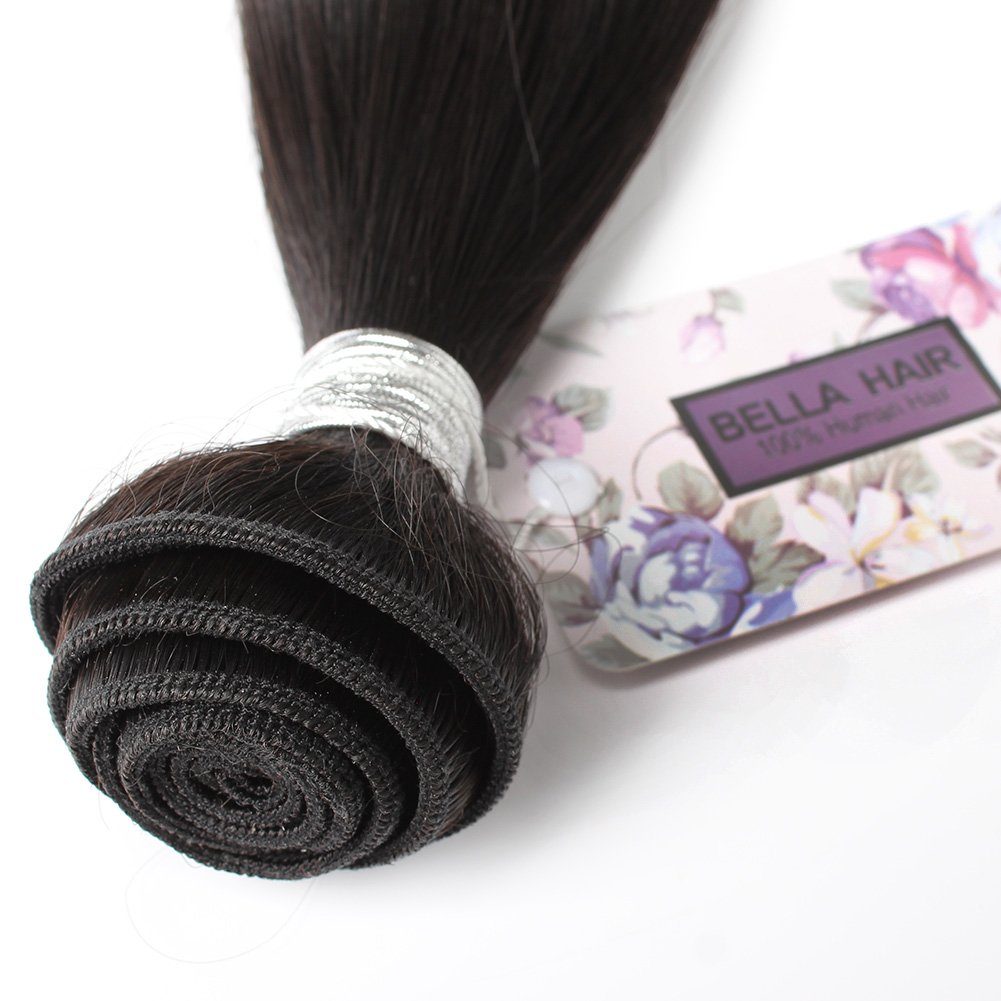Bella Hair Human Hair Weave Peruvian Virgin Remy Hair Bundles Deals Silky Straight 1 Bundles 8-34inch Natural Black Color (20")