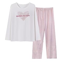 Pajamas for Women Set 2 Piece Casual Cute Long Sleeve Cotton Printed Pj Lounge Sets 2026 Soft Loungewear