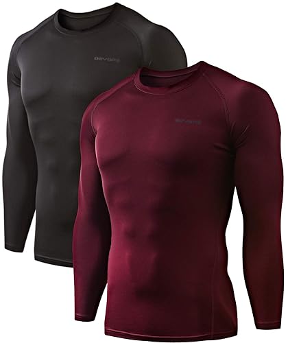 DEVOPS 2 Pack Men's Thermal Long Sleeve Compression Shirts
