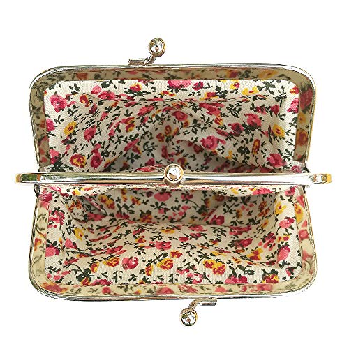 Image of Cute Floral Buckle Coin Purses Vintage Pouch Kiss-lock Change Purse Wallets