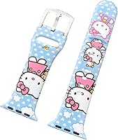 Vista 13 de Correa de silicona para Apple Watch de Hello Kitty para 38/40/1.614 in para Series 7/6/5/4/3/2/1/SE Variación E