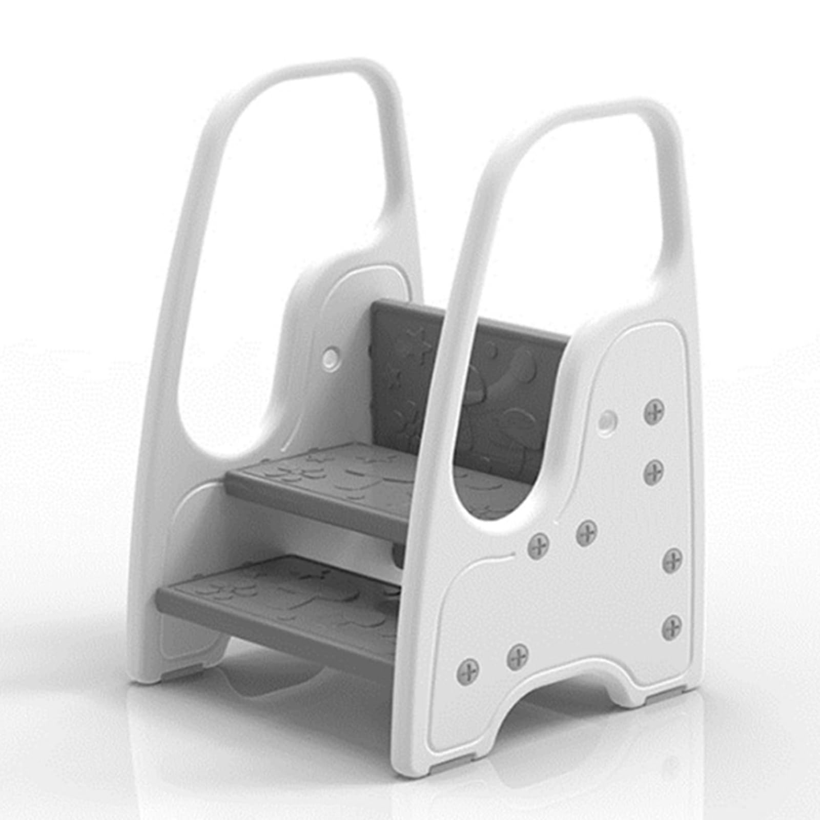 Foldable Step Stool for Bathroom Sink, Adjustable 3 Step Stool for Kids Toilet Potty Training Stool with Handles, Kitchen Standing Tower,Children Learning Helper Stool with Safety Handles and Non-Slip