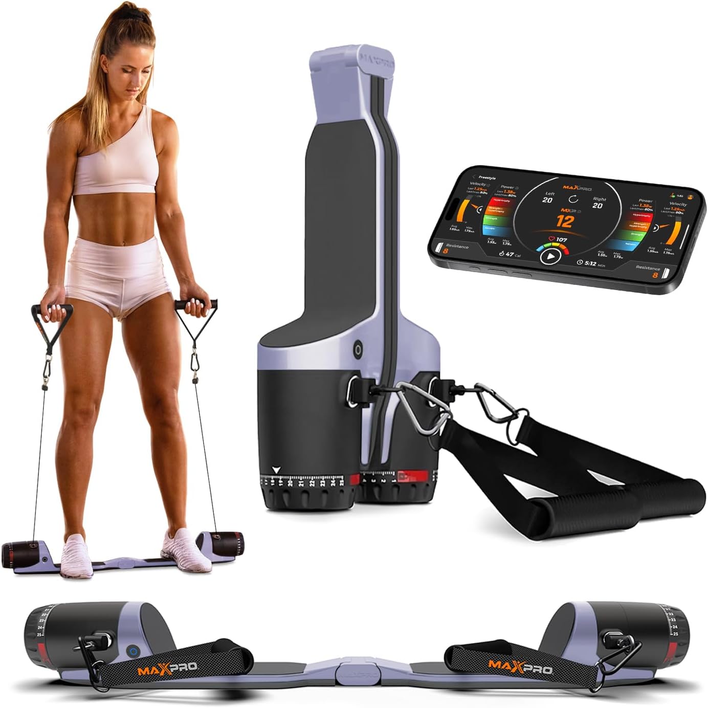 MAXPRO Fitness: Cable Home Gym | As Seen on Shark Tank | Versatile, Portable, Bluetooth Connected | Strength, HIIT, Cardio, Plyometric, Powerful 5-300lbs Resistance MAXPRO Fitness: Cable Home Gym | As Seen on Shark Tank | Versatile, Portable, Bluetooth Connected | Strength, HIIT, Cardio, Plyometric, Powerful 5-300lbs Resistance