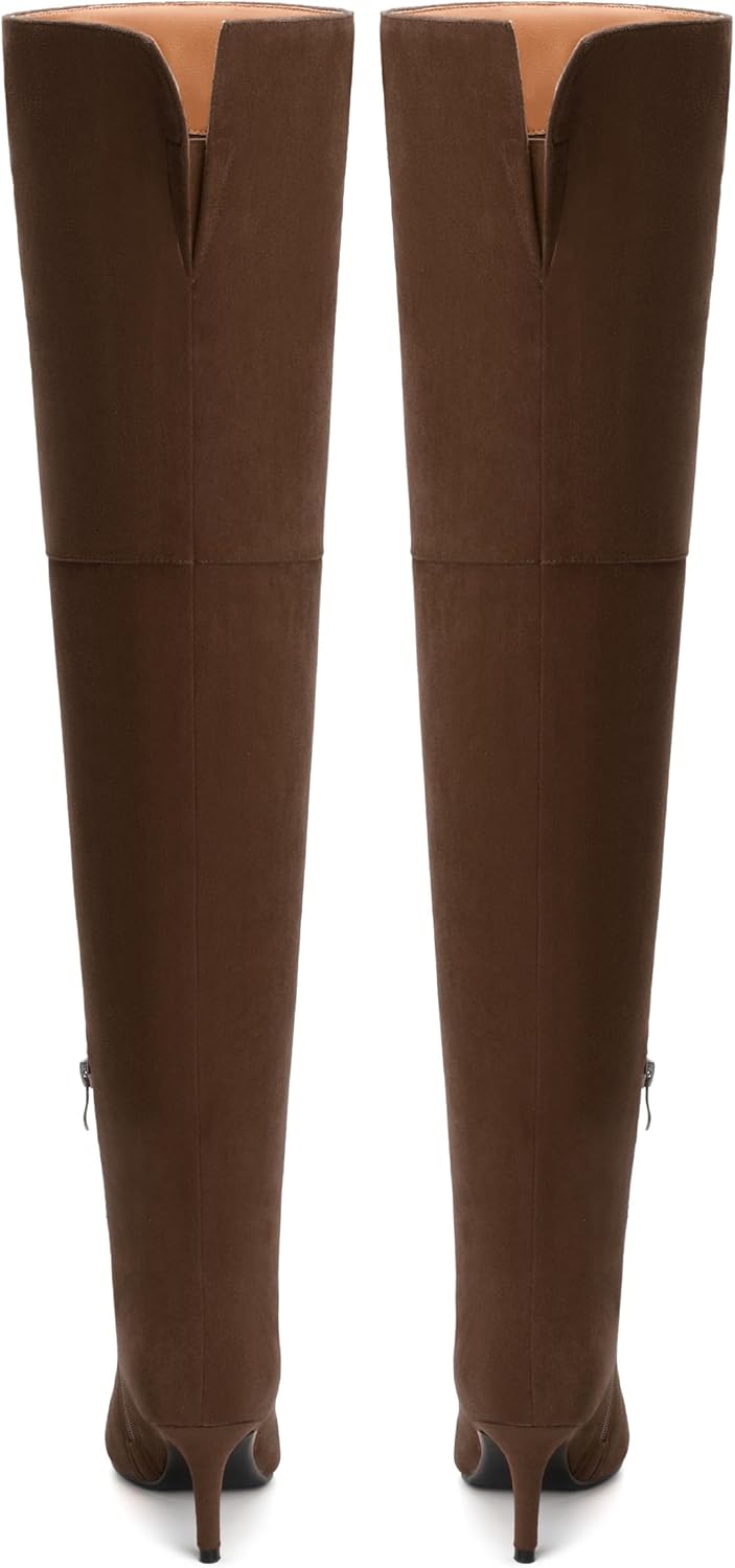 SKYSTERRY Thigh High Boots Over the Knee Boots for Women Pointed Toe Stiletto High Heel Boots Comfortable Wide Calf Side Zipper Pull On Wedding Party Dating Long Fall Boots 2.4 Inch - Image 5