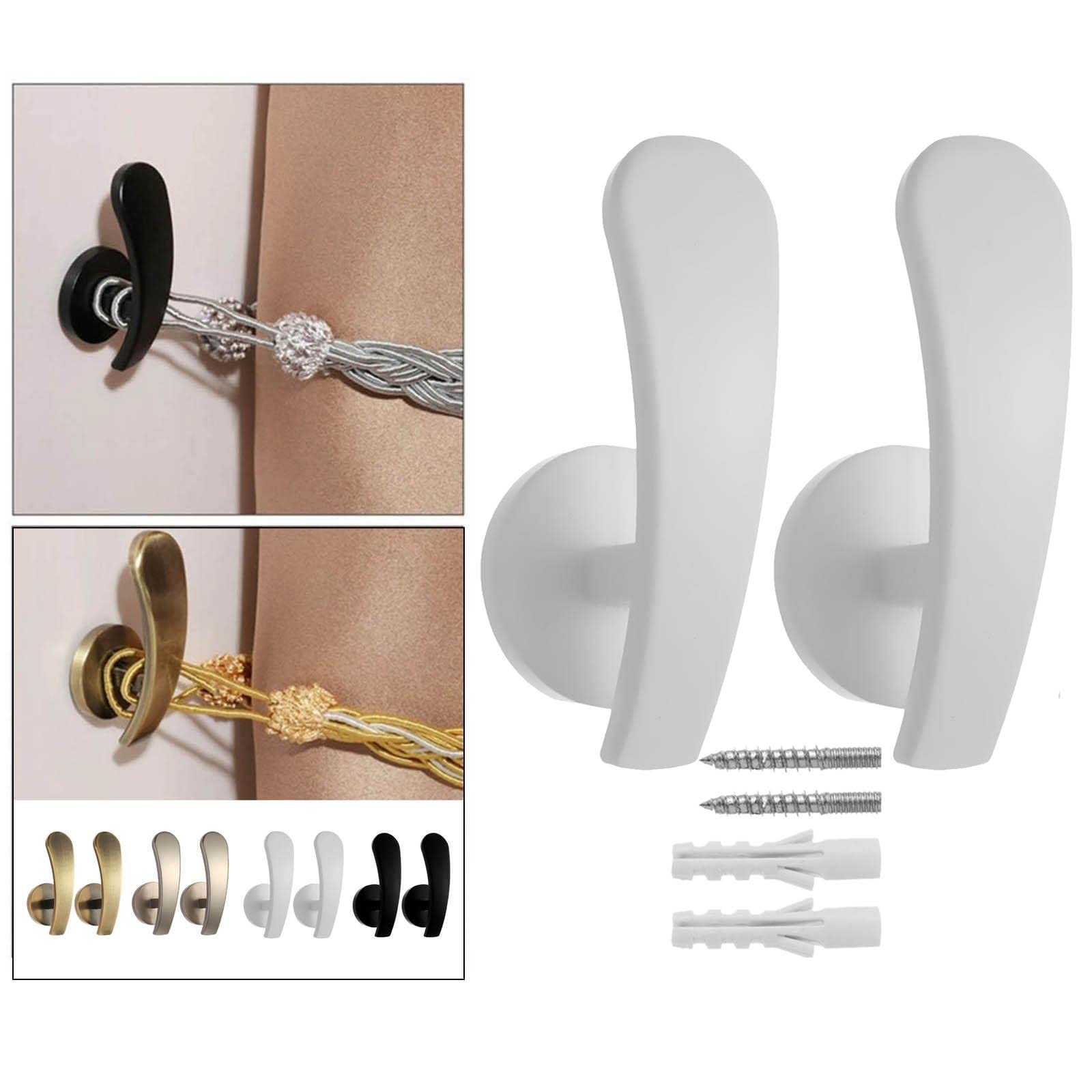 Porte-Manteau avec Crochets et embrasses à Rideaux, Lot de 2 embrasses murales à Pompons, pour Rideaux de fenêtre