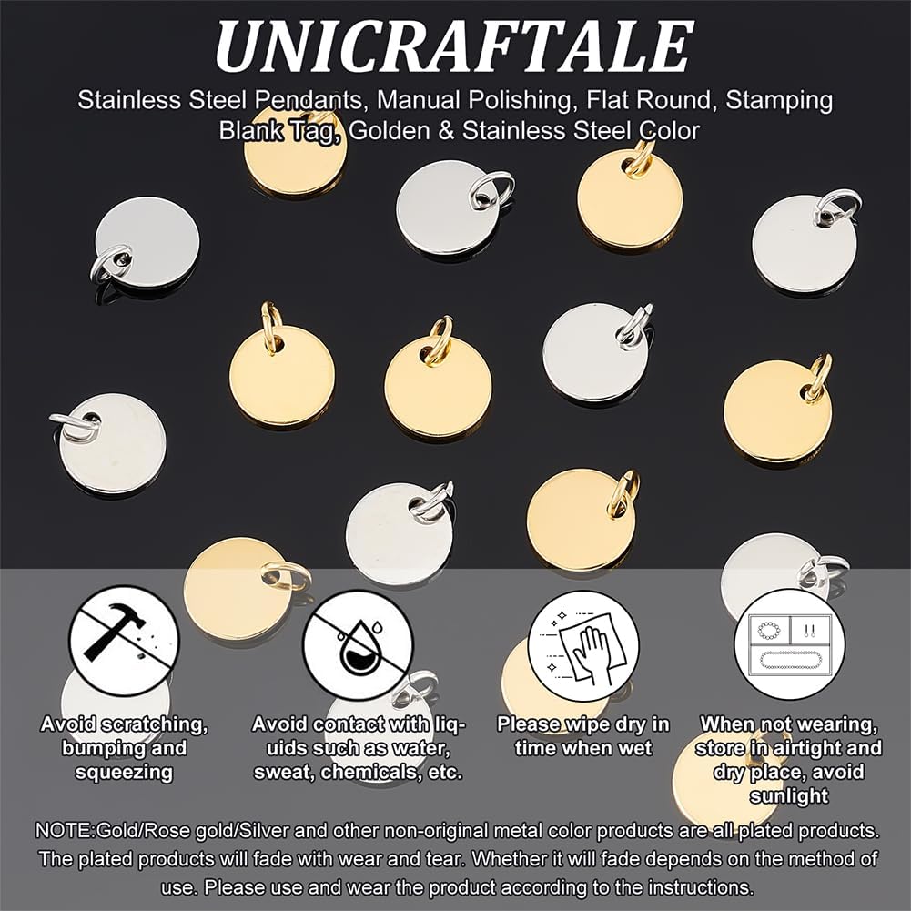 UNICRAFTALE 24pcs Flat Round Blank Tag Charms Stainless Steel Blank 2 Colors Metal Small Tags Stamping Dangle Charm for Earring Jewelry Making - Image 5