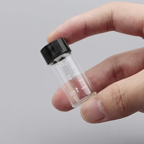 10pcs Mini Clear 5ml Glass Vials with Scale & Black Screw Cap