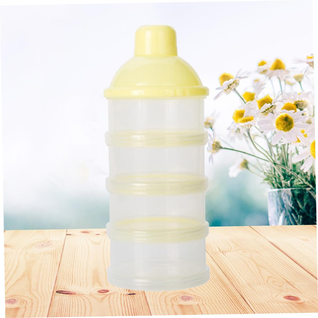 Portable Formula Dispenser Detachable Milk Powder Container with Stackable Compartments Food-grade PP Material Non-spill Snack Storage Box for Travel and Outdoor Feeding Yellow