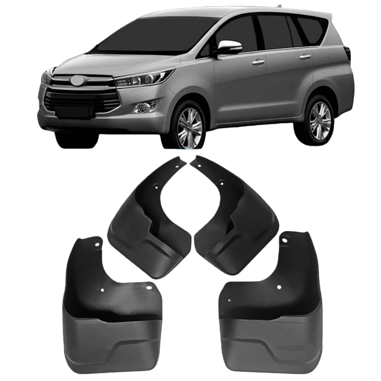 Premium Mud Flaps for Toyota INNOVA 2016-2021- All-Weather Splash Guards, Front & Rear Set - 4 Piece Kit