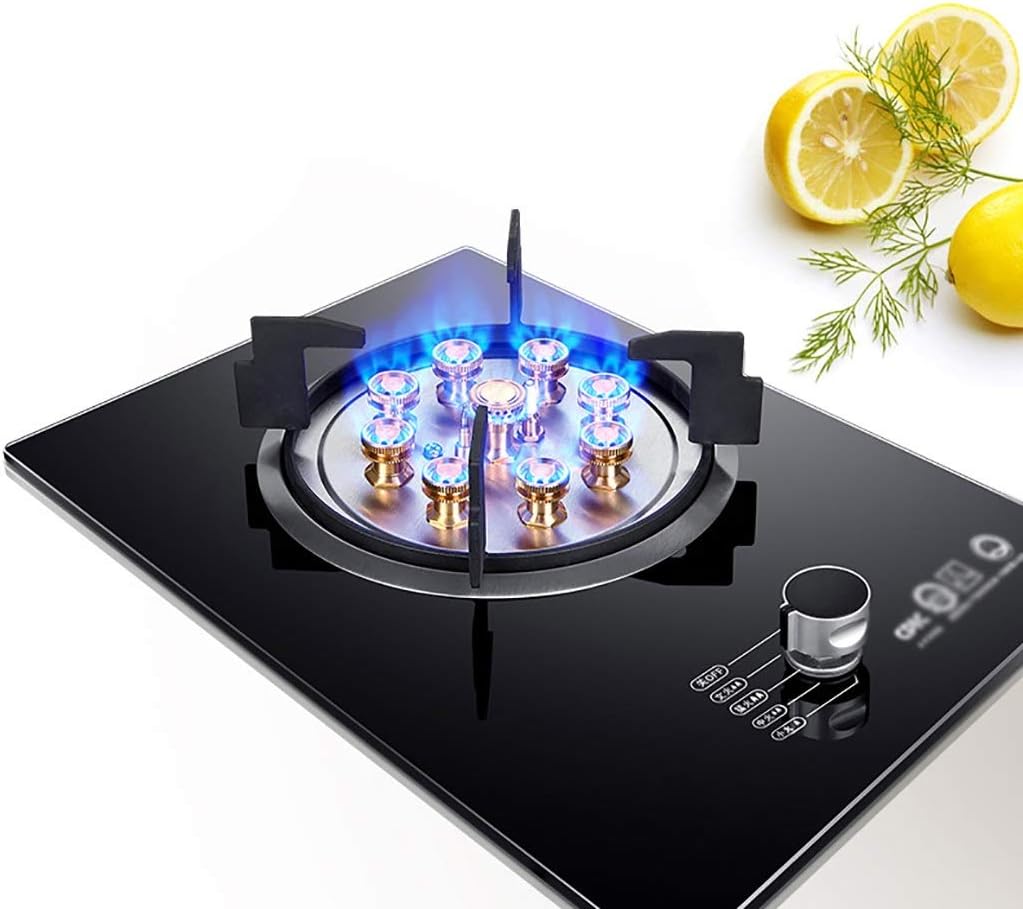 Gas Stoves Gas Black Tempered Glass Gas Cooktop Shuanghuan Nine Cavity Firepower Burner With Flame Failure Protection And Child Lock Protection Wear-resistant Explosion-proof/Easy To Clea