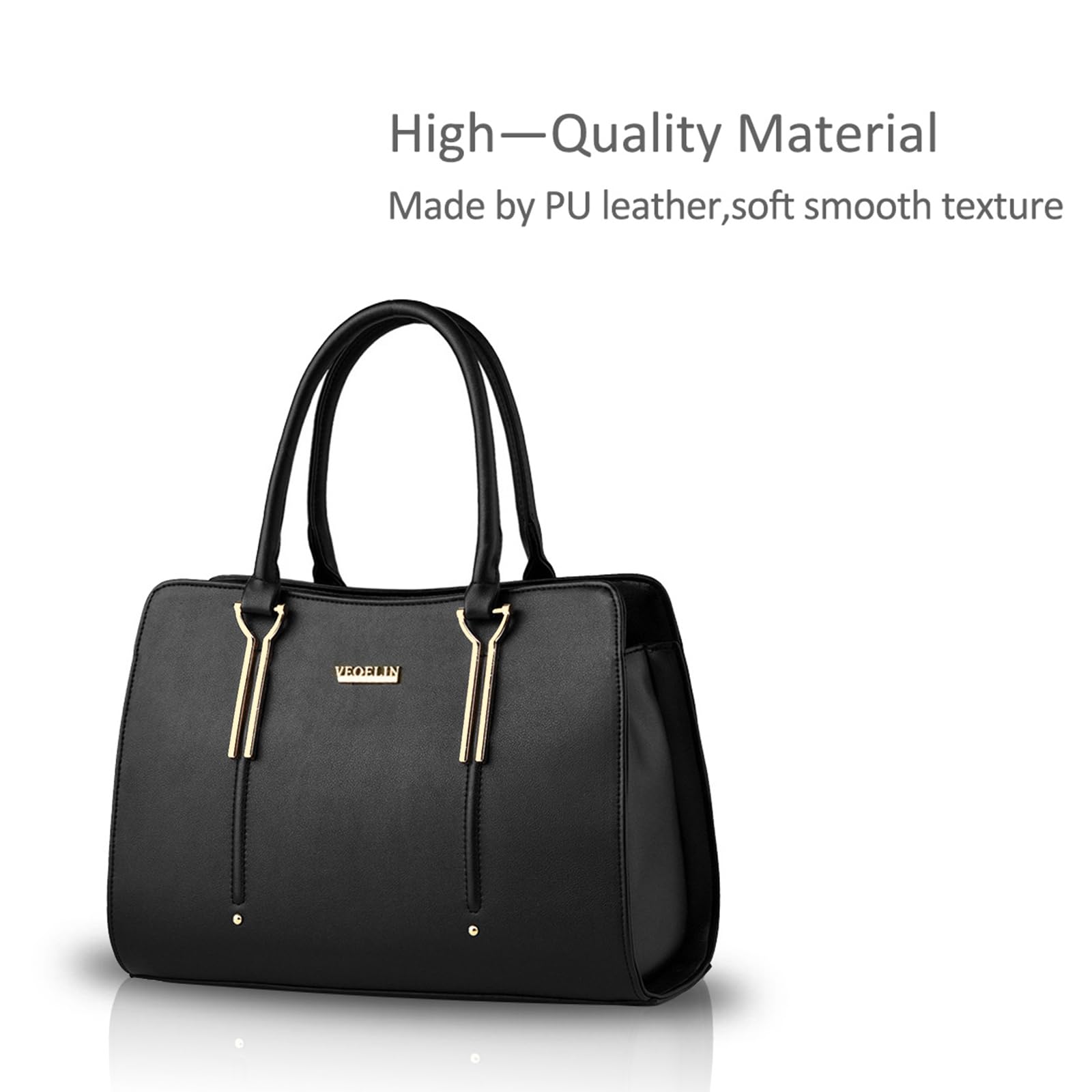 NICOLE & DORIS Femmes Sacs à Main Sac d'épaule Sacs à Main portés Main en Cuir PU Sac Messenger Grande Capacité Sac bandoulière Sac Fourre-Tout Noir