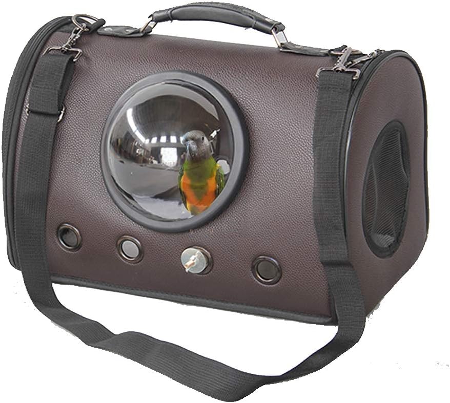 SHOR Premium Bird Parrot Carrier Travel Cage with Perch Airline Approved Transport Breathable Bird Travel Bag (Black)