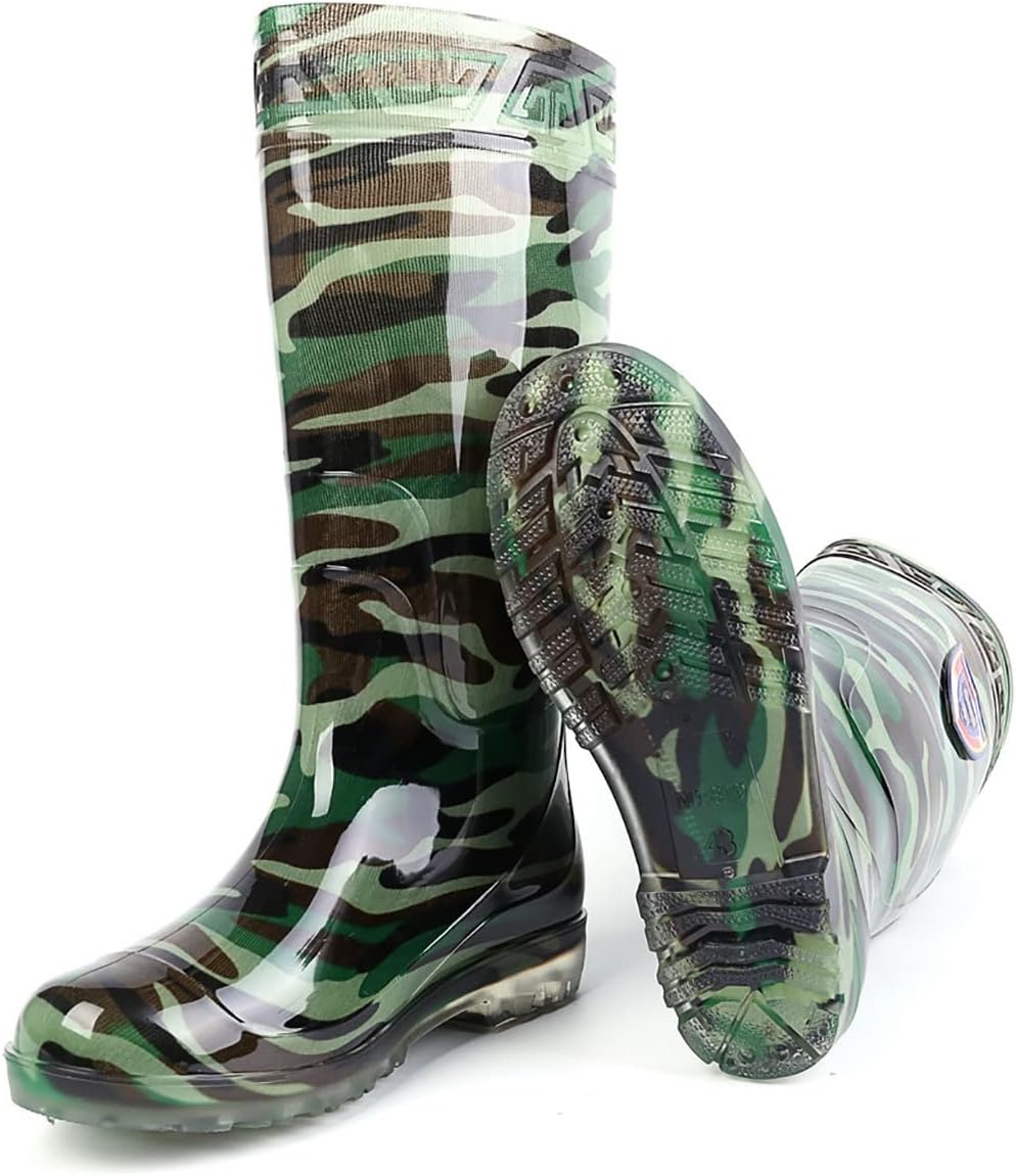 CLSQLXYJZC Durable Camouflage Rubber Boot, Mid Calf Muck Waterproof Insulated Fishing Boots with Steel Shank, for Agriculture Working Slip Resistant Knee Boots