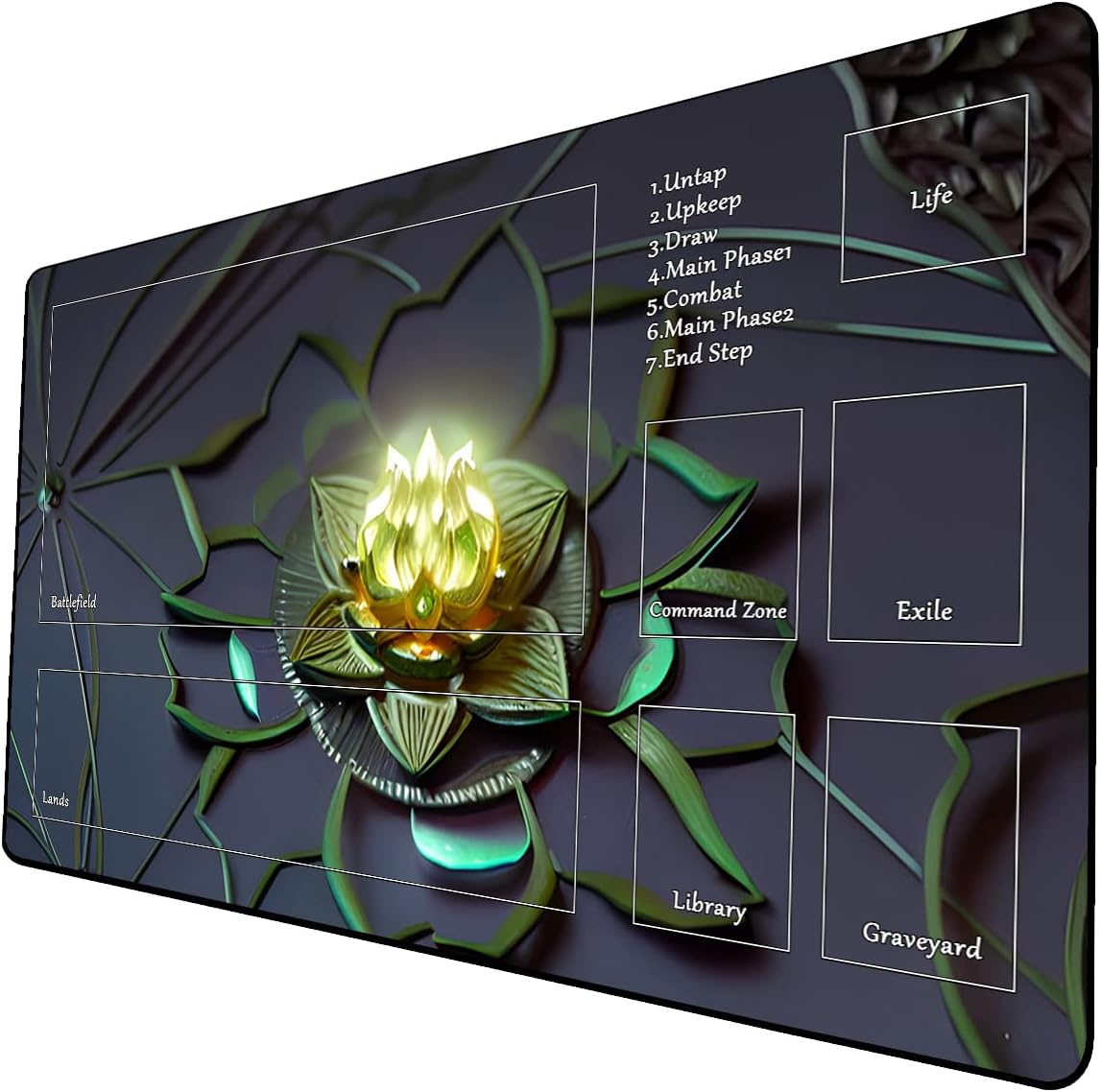 AI Painting TCG Playmat - MTG Trading Card Game Mat with Zone, 24x14 Inches Original Playmats, Smooth Surface for Rubber Collection - Fantasy Dark Vampire Lotus-339