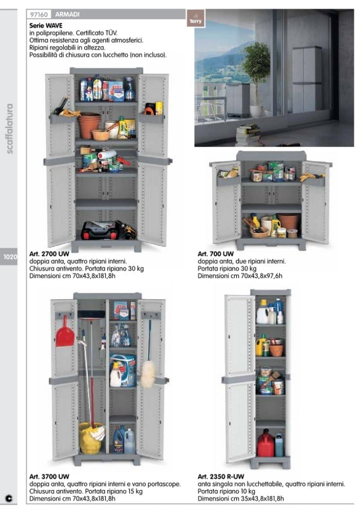 nextradeitalia 1 PZ ARMADIO TERRY WAVE 2ANTE CM 70X44X98H 2 RIPIANI 700UW