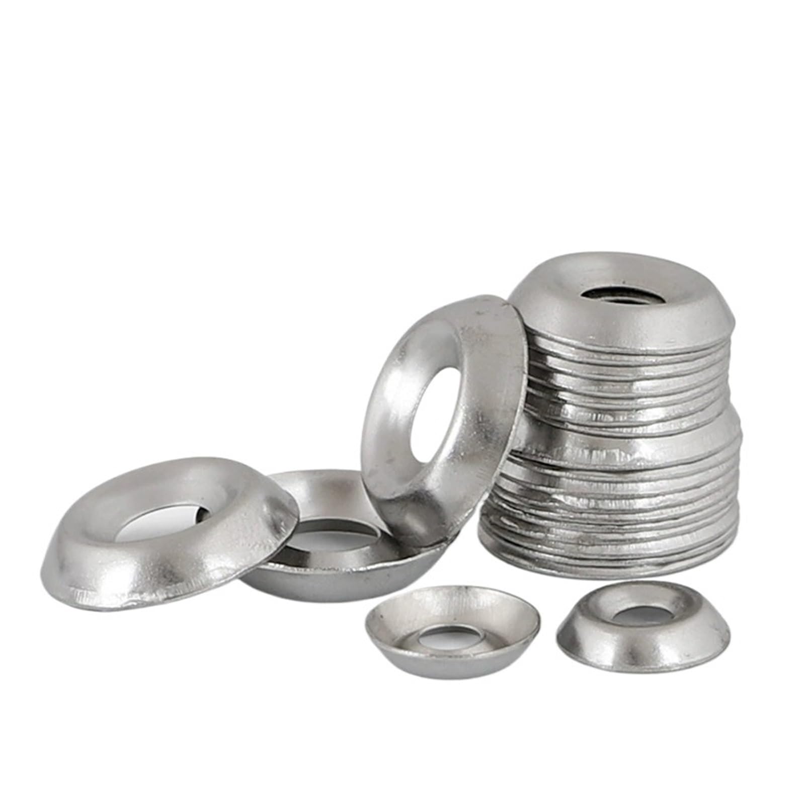 Arandelas Metalicas M3 M4 M5 M6 304 Junta de acero inoxidable Tornillo avellanado de metal Arandela cóncava-convexa Cono hueco decorativo(M6x17x3.5,100Pcs)