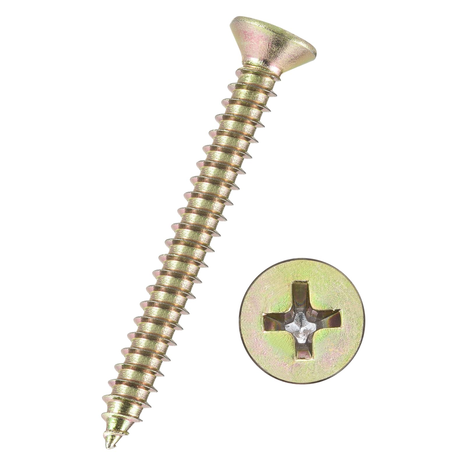 Kozelo 175pcs Phillips Flat Head Wood Screws - [#8x1-1/2"] Carbon Steel Countersunk Self Tapping Screws for Furniture Assembly, Interior Trim, Outdoor Construction, Color — image 1