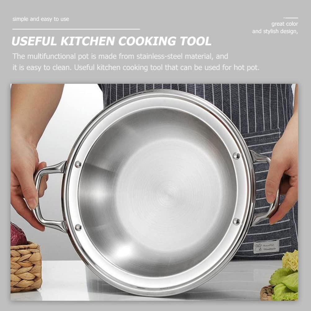 Luxshiny Kitchen Paella Pan Dry Pot for Hot Pot Seafood and Stews Cookware for Home and Restaurant Use