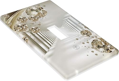 Miniatura 3 de Cubierta de interruptor de luz de espejo con diamantes dorados, placa de pared de palanca única, decorativa para el hogar, cocina, dormitorio, baño