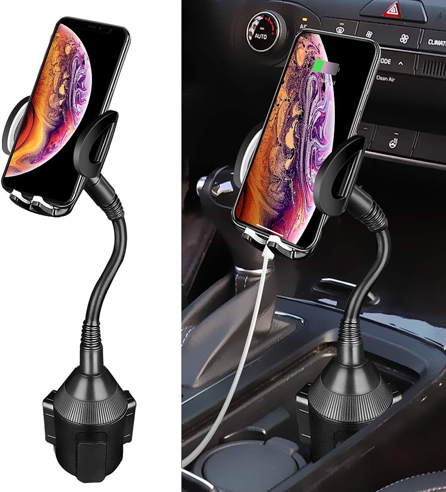 Cup Holder Phone Mount Universal Adjustable Gooseneck Cup Holder Cradle Car Mount for Cell Phone iPhone13 12 11 Pro XS Max XR X SE 8 7 Plus Samsung Galaxy S20+ S10 Note 10 9 8 Xiaomi One Plus