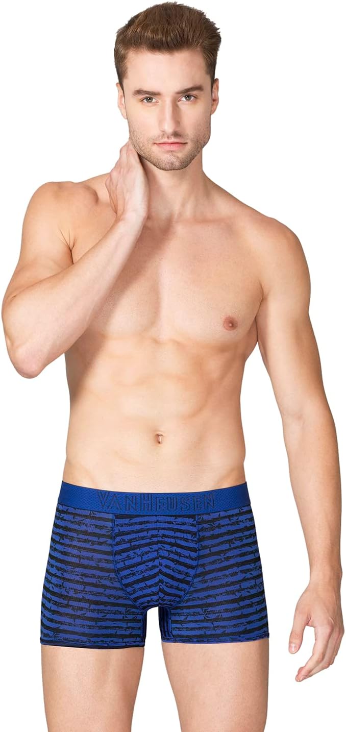 Van Heusen Men Breathable AIR Series Active Trunks - Polyamide Elastane - Swift Dry, 4-Way Stretch_40048_Blue APM03_XL