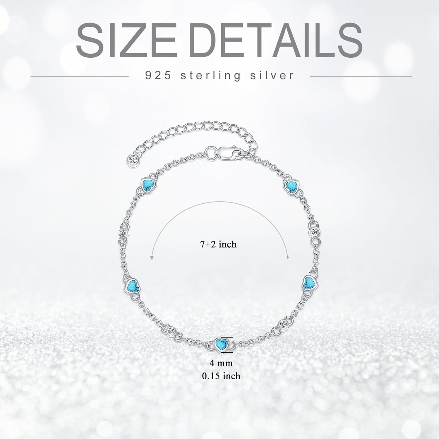HPQQ Anklet Bracelet for Women 925 Sterling Silver Natural Stone Chain Ankle Bracelet Beach Summer Fine Jewelry Birthday Mothers Day Gifts for Women Her Mom