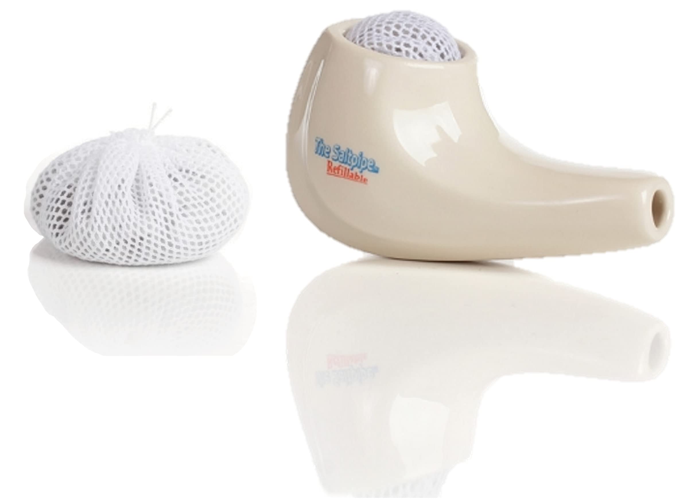 "Salt Pipe - Refillable Salt Inhaler With Extra Salt Refill Bag - Natural Respiratory Aid - Reduces symptoms of asthma, sinus, allergy, snoring, COPD and other respiratory disorders