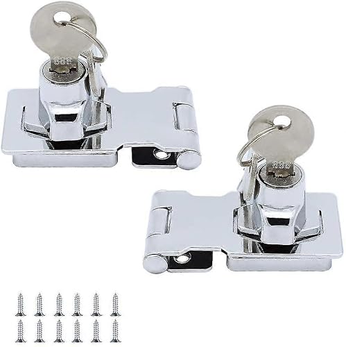 Joyhappst Image Color 2 Pack Metal Lock Hasp 65Mm Door Bolt Latch Buckle With Padlock And Key-Plated Hardware