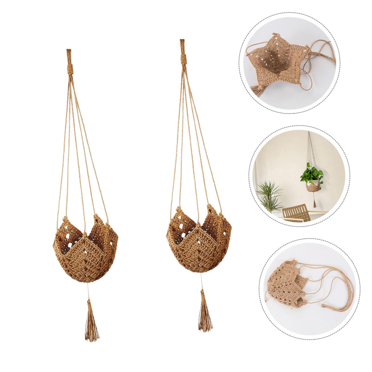 YARNOW Lot De 2 Suspensions pour Plantes Dintérieur en Macramé Robustes Et Tissées pour Décoration Dintérieur Et De Jardin