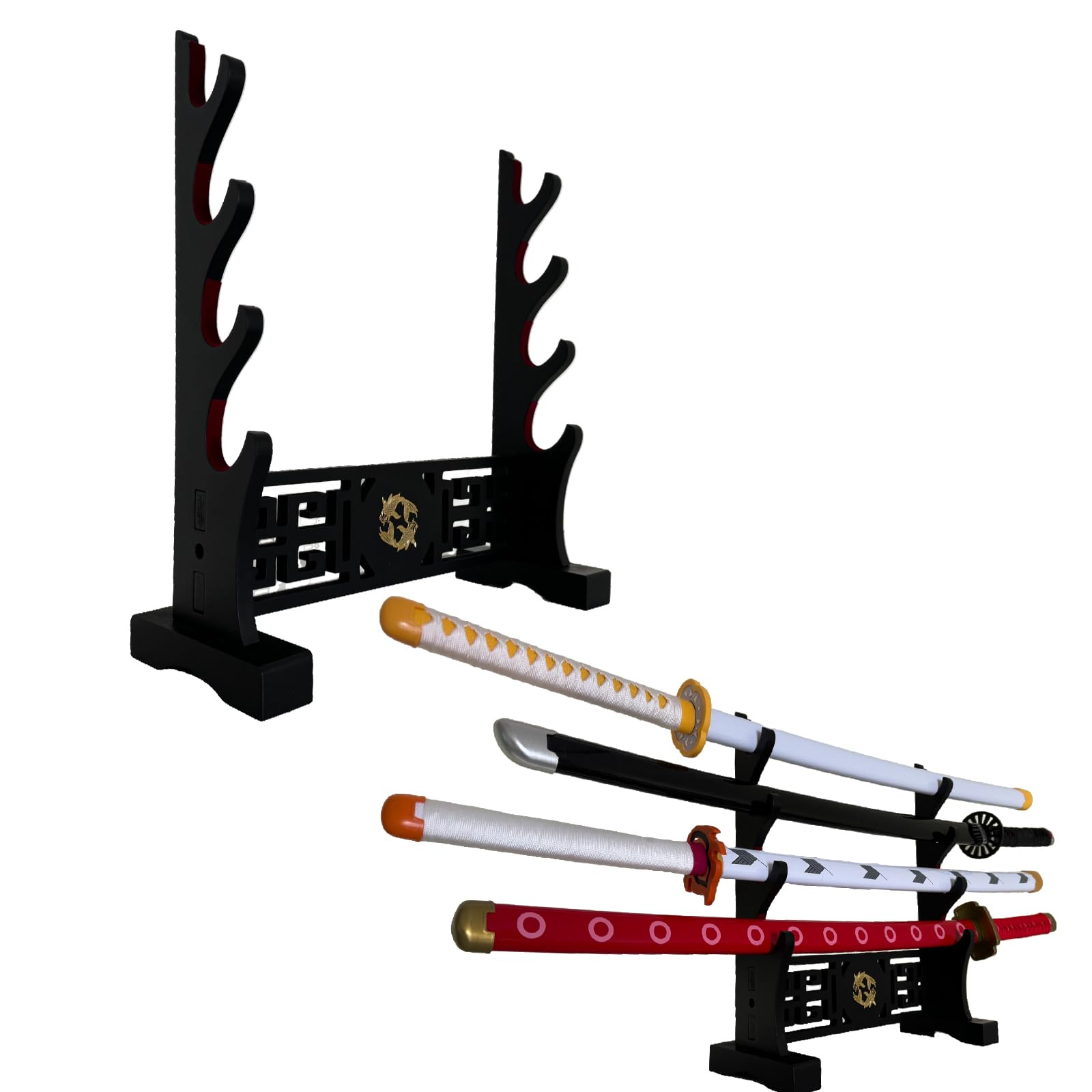 Katana Support Samurai Sword Présentoir Mural Wakizashi Velours Rembourré Zoro Épée Cosplay Demon Slayer Arme Présentoir 4 Niveaux