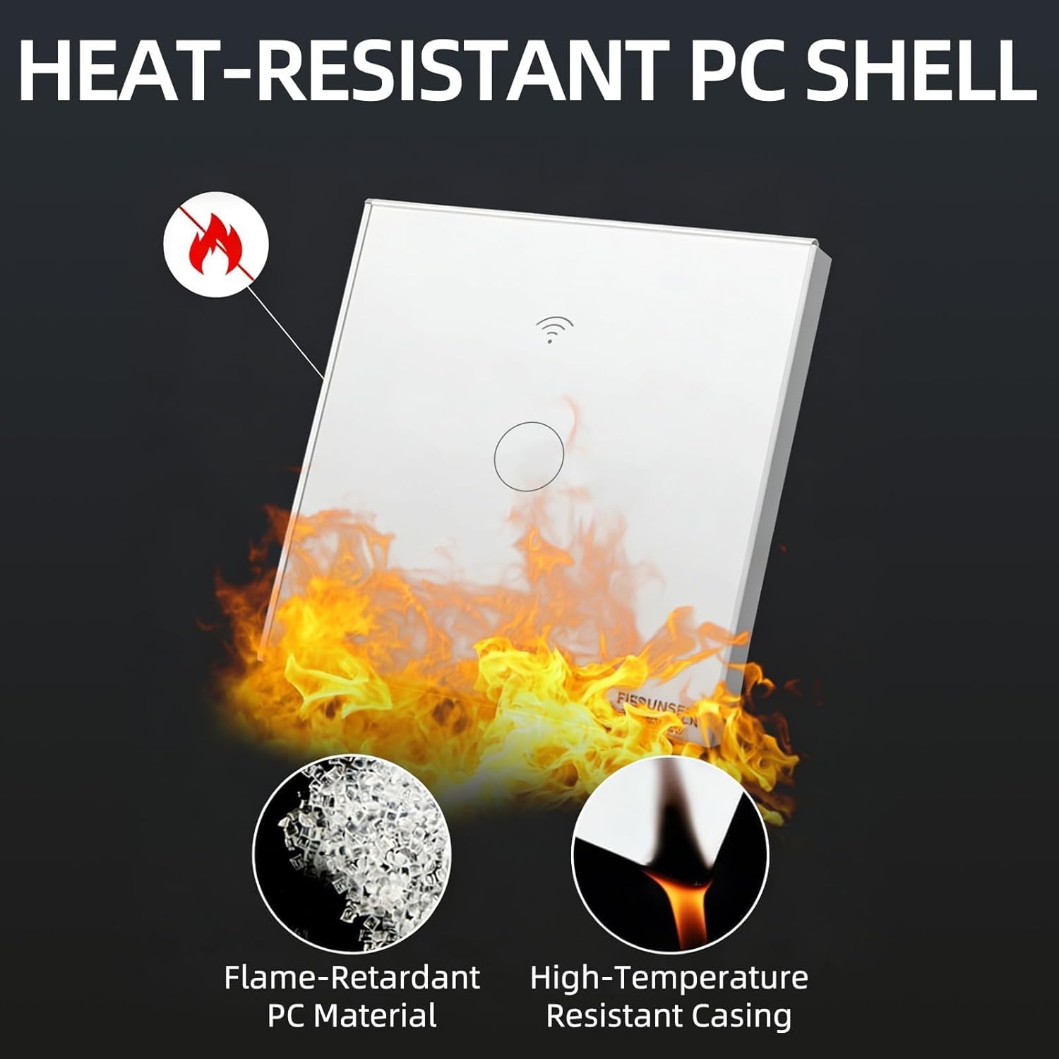 Interruptor WiFi Inteligente Táctil de Pared, 1 Vía 1 Gang, Compatible con Alexa, Google Home y Tuya Smart Life, Requiere Neutro, Panel de Cristal, 86 x 86 mm, Blanco