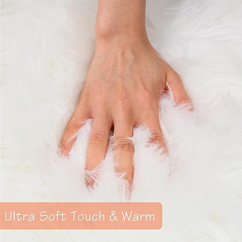 Miniatura 2 de duduta Alfombras redondas blancas de piel sintética para habitación de niños 4 x 4 pies alfombras circulares esponjosas para guardería alfombra de