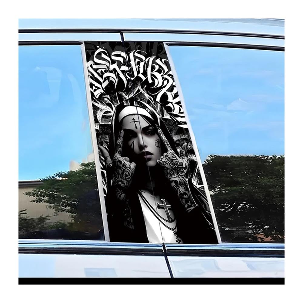 Decorative Items 2pcs Car Door Pillar Decoration Sticker Tattooed Nun Scratch Resistant Personalized