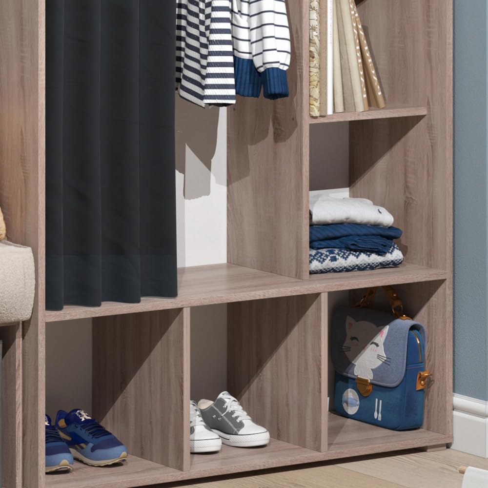 Vicco Armario de Ropa para niños Luigi, Sonoma, 105.8 x 178.1 cm con Barra de Colgar, combinable con Otros Muebles de la Serie Luigi