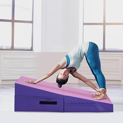 Miniatura 2 de Colchoneta de gimnasia inclinada para gimnasia plegable para interiores y exteriores, tapete de ejercicio en casa, gimnasio, yoga, con asa