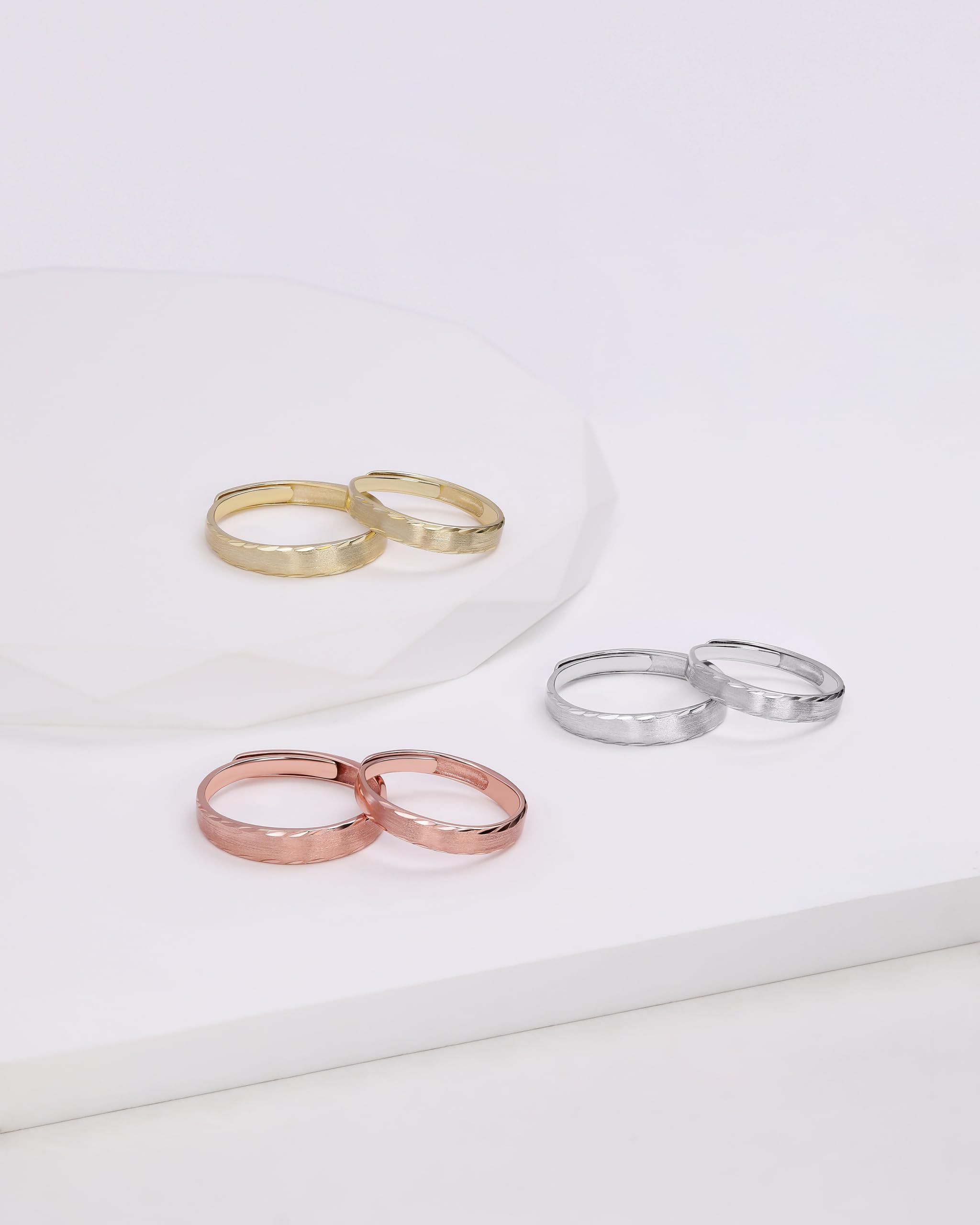 Meissa Eheringe Silber 925 Verlobungsring Paar Partnerringe Verstellbar für Sie und Ihn Damenring 3,2mm & Herrenring 4mm Trauring Paarpreis Geschenk Valentinstag