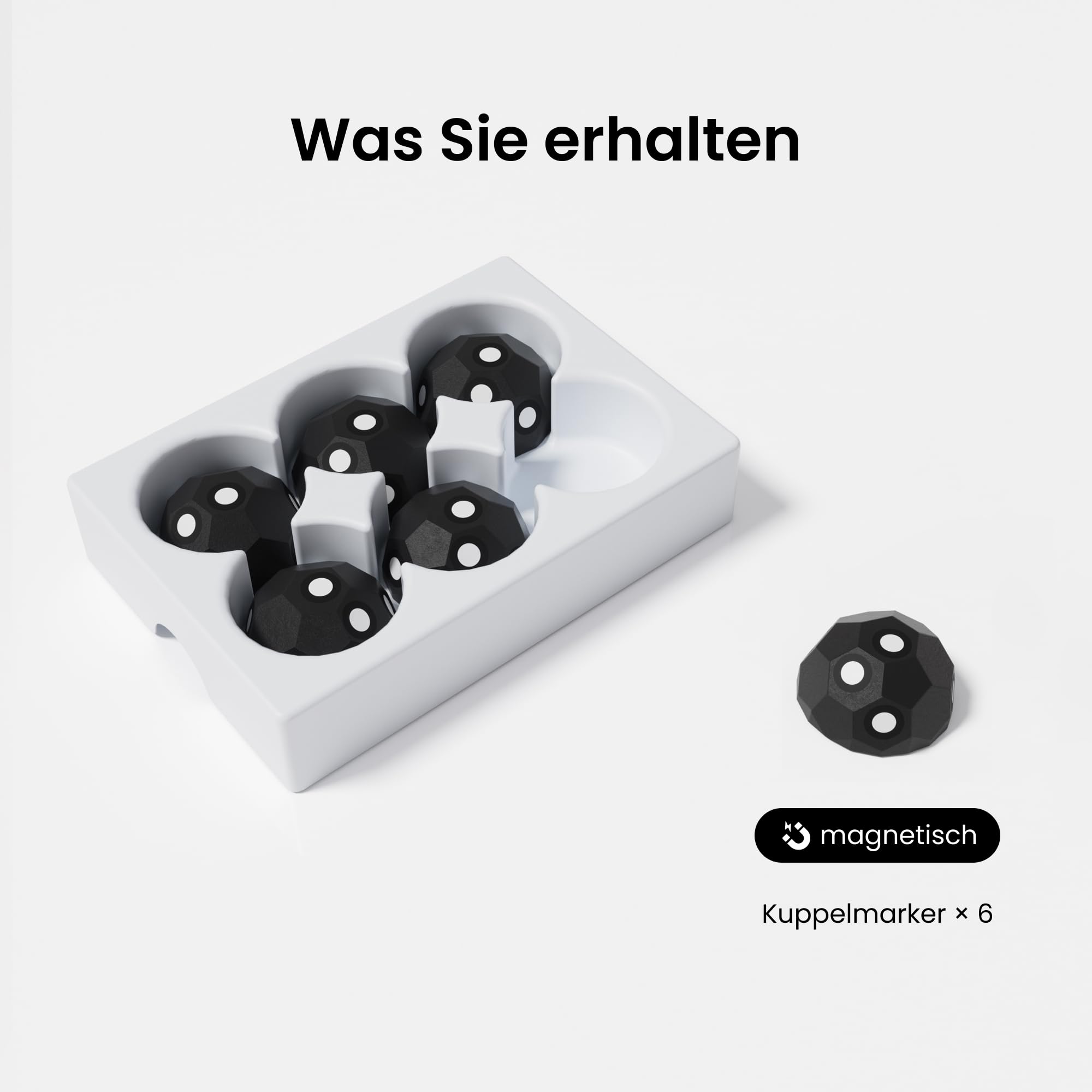 Revopoint 6 Stück 3D Magnetic Dome Marker Kit für 3D Scanning, 3D Scanning Marker für 3D Scanner, 3D Tracking Dots zur Vermeidung von Tracking Verlusten und Verbesserung der Genauigkeit