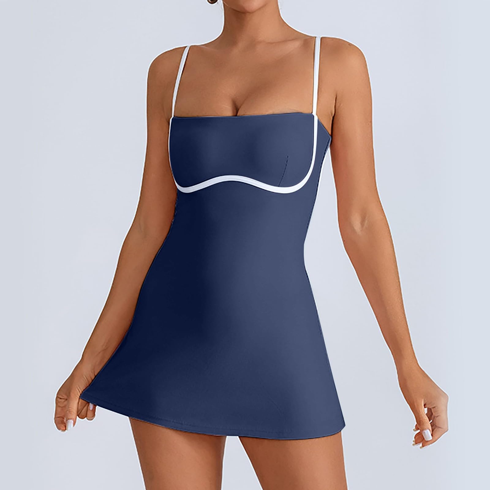 Générique Robe décontractée sans Manches pour Femme avec Soutien-Gorge intégré idéale pour Le Yoga Le Fitness et Les activités Sportives Confortable pour Un Usage Quotidien en été