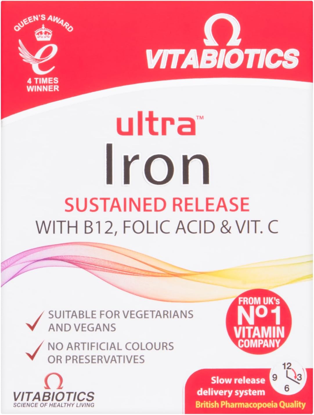 Iron Tablets Supplement, Boosts Energy, Vitality, Power and Immunity and Supports Against Anemia, Tiredness and Fatigue with Added Vitamin C Vitamin B12 and Folic Acid (Vitamin B9), Vitabiotics Ultra