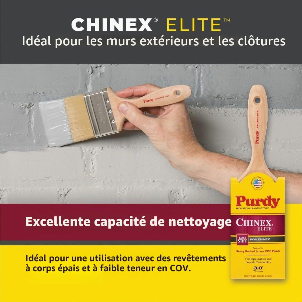 Purdy 144552920 Chinex Elite Glide Pinceau biseauté cannelé 5,1 cm