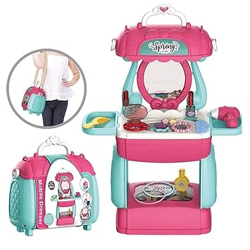Sky Tech Beauty Set Mobile Beauty Set 3 in 1 Multi Function Pretend Mobile Makeup Beauty Playset with Portable Suitcase Design | Makeup Set for Girls - 26 Pcs Toys & Game