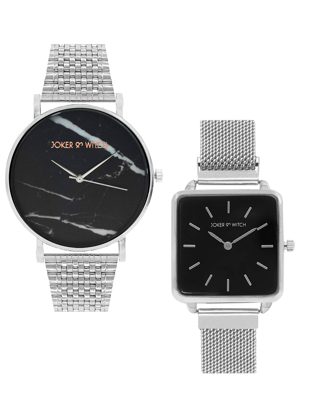 Joker & Witch Stainless Steel Maddy & Ollie Couple Analogue Watches, Black Dial, Silver Band (B08T6NM2L8) Amazon Price History, Amazon Price Tracker