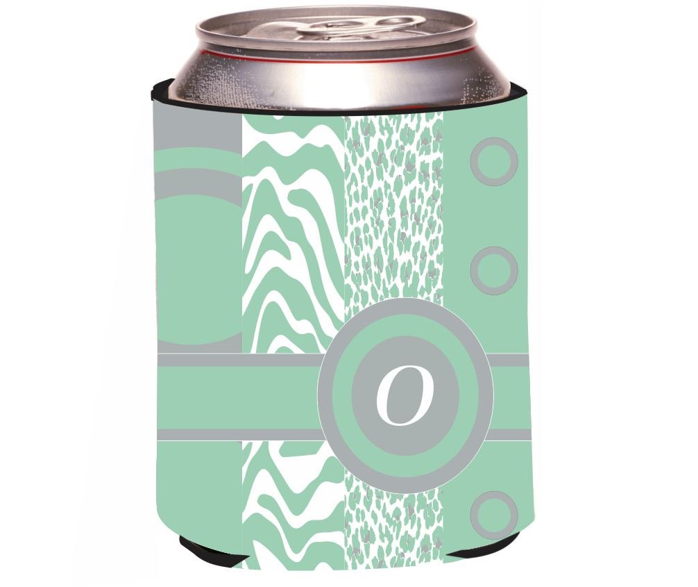 Rikki KnightRKws-43132 "Letter O Monogrammed Initial Mint Green Animal Prints Leopard Zebra Spring Fashion Colors 2014 Design" Beer Can/Soda Drink Cooler