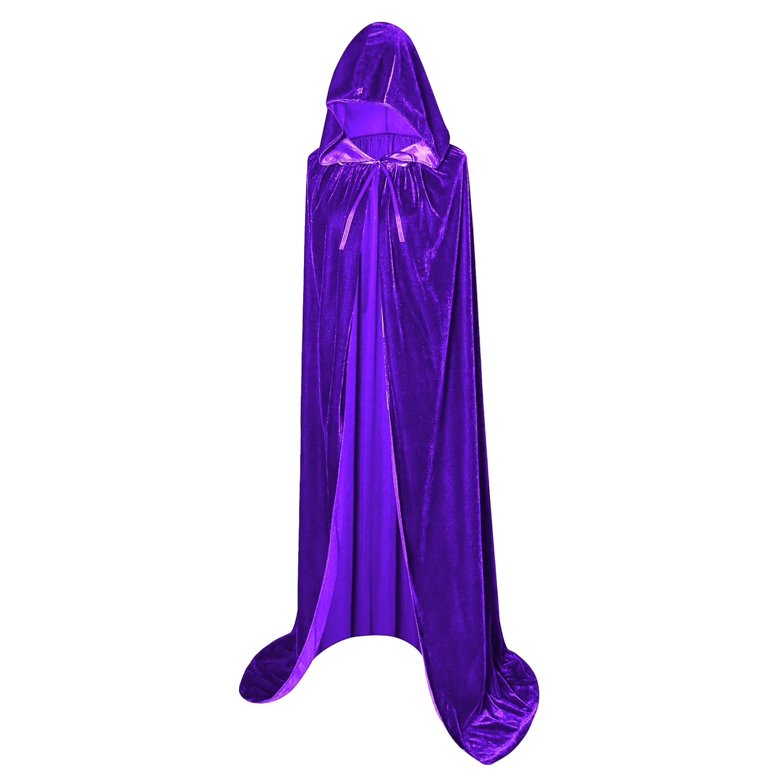 Newthinking Full Length Hooded Velvet Cloak Purple, Halloween Christmas Fancy Adult Cape Costumes 150cm/59 inch, Unixsex