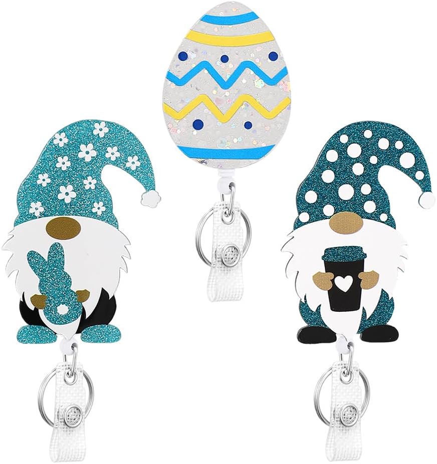 3 pack badge reel with badge holder retractable clip easter nurse badge reel for nurse nursing student name tag card alligator clip badge accessories blue