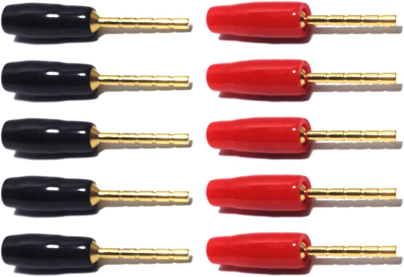 Pack of 10 Pieces Gold-Plated 2mm Needle Plug (Banana Type) Speaker Connectors, Soft Rubber Body, Solder-Free (5 Red & 5 Black)-image-45
