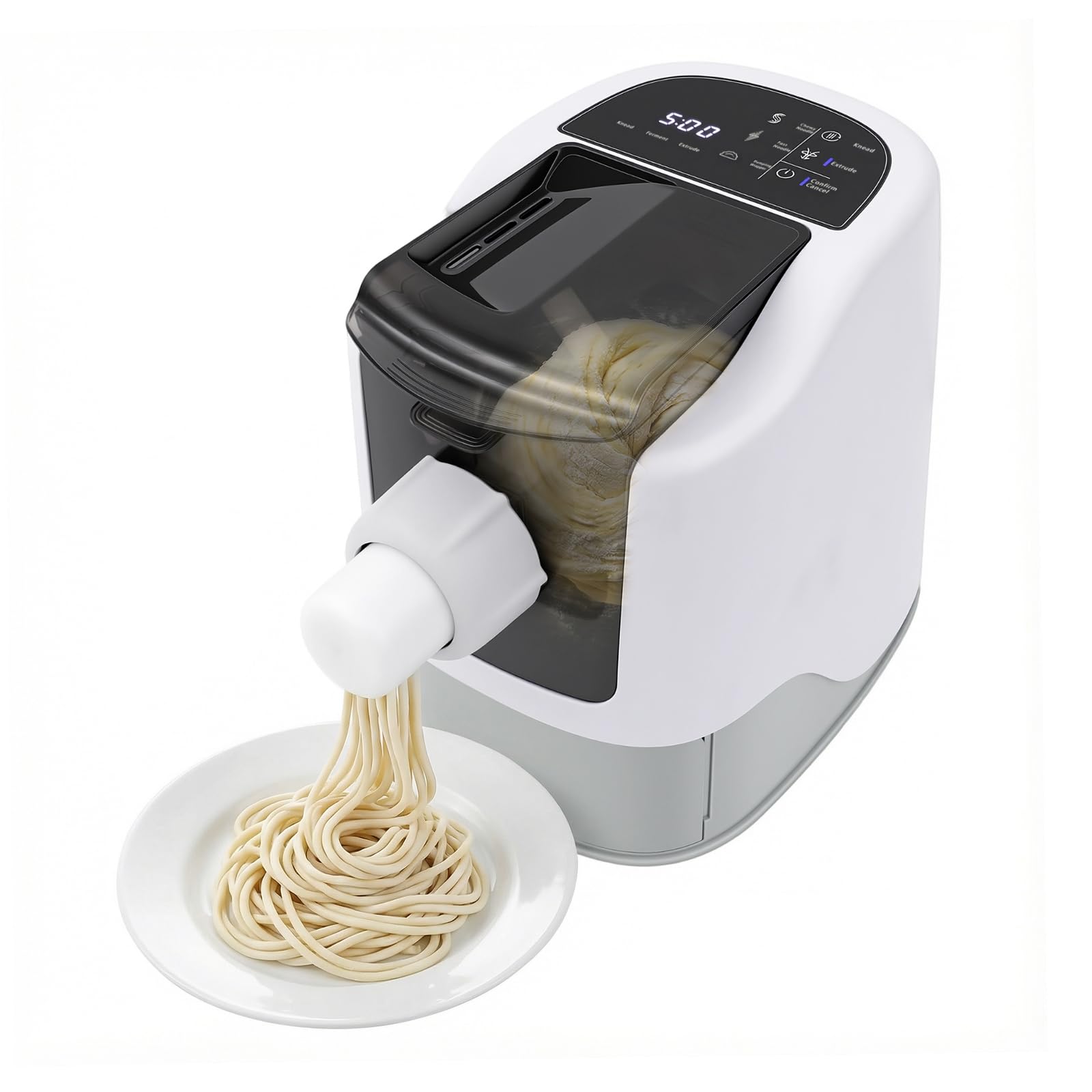 Pastamania Machine à pâtes électrique automatique 260 W avec 13 moules, capacité de 500 g, écran LED, multifonction pour la maison