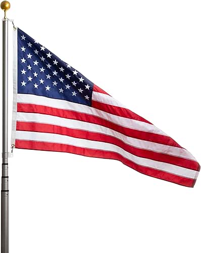 Ezpole Liberty Telescoping Inground Flag Pole Kit for Outdoors-Winds to